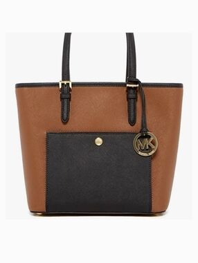 Michael Kors Jet Set Medium Tote in Camel And Black